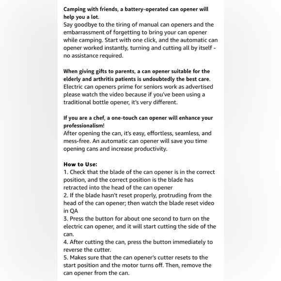 New! Unused! Electric Hands Free Battery Operated Can Opener, Auto Shut Off One - Picture 5 of 5